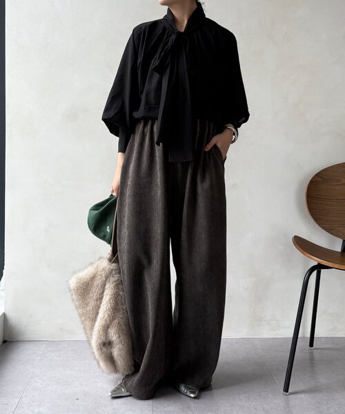 DouDou（ドゥドゥ）の「棒タイ2WAYブラウス（シャツ/ブラウス・レディース・オフホワイト/ブラック/カーキ・FREE）」の22枚目の写真