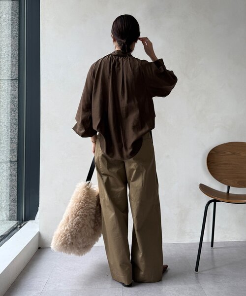 DouDou（ドゥドゥ）の「棒タイ2WAYブラウス（シャツ/ブラウス・レディース・オフホワイト/ブラック/カーキ・FREE）」の17枚目の写真