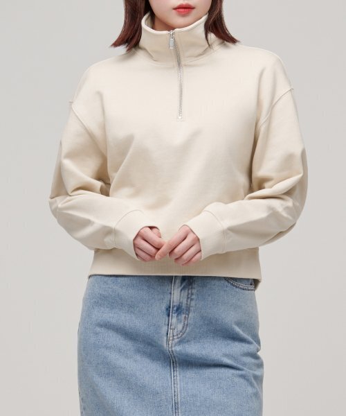 MUSINSA STANDARD WOMAN（ムシンサスタンダードウーマン）の「レディースハーフジップアップスウェットシャツ[エッグレット]（スウェット・レディース・その他・LARGE/X-SMALL/SMALL/MEDIUM）」の2枚目の写真