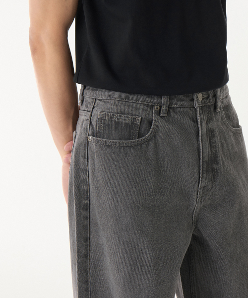 セール】ビッグワイドデニムパンツ[グレー]（デニムパンツ）｜MUSINSA