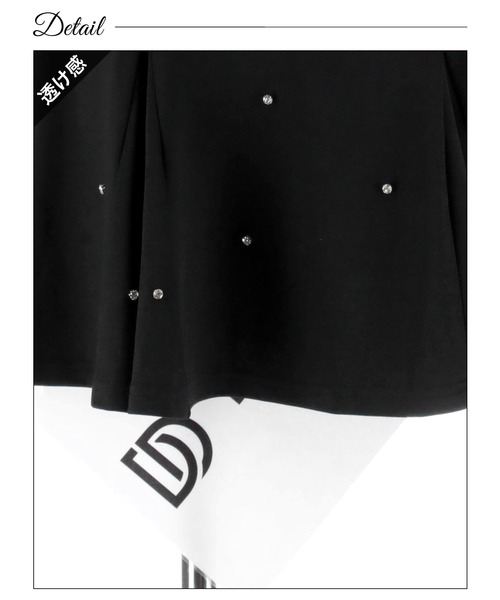 DAZZY(デイジー)の「ラインストーン クロスネック 半袖 Aライン ミニ丈 キャバドレス(ドレス・レディース・ブラック・L/M/S)」の8枚目の写真