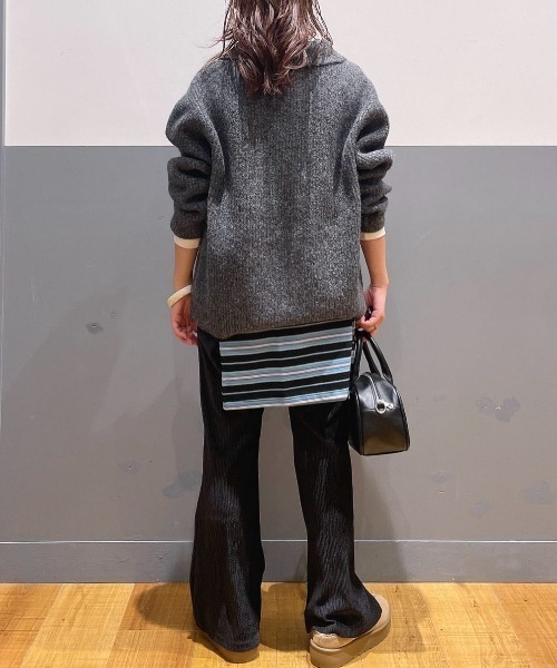 Right-on（ライトオン）の「【HONEYSUCKLE ROSE】メランジスキッパーセーター (大きめ襟/リボン付き/ゆるシルエット/フェミニン/オールシーズン)（ニット/セーター・レディース・ベージュ/ダークグレー/ブルー・L/M）」の12枚目の写真