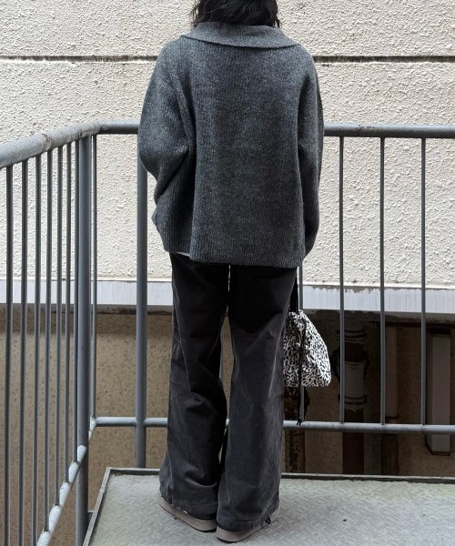 Right-on（ライトオン）の「【HONEYSUCKLE ROSE】メランジスキッパーセーター (大きめ襟/リボン付き/ゆるシルエット/フェミニン/オールシーズン)（ニット/セーター・レディース・ベージュ/ダークグレー/ブルー・L/M）」の20枚目の写真