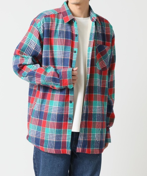 ARCADE（アーケード）の「アウター感覚の裏ボア チェックネルシャツ 長袖 / 総裏フリース（シャツ/ブラウス・メンズ・ベージュ/レッド/ブルー・M/L/LL）」の3枚目の写真