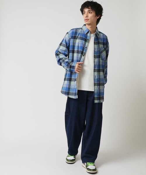 ARCADE（アーケード）の「アウター感覚の裏ボア チェックネルシャツ 長袖 / 総裏フリース（シャツ/ブラウス・メンズ・ベージュ/レッド/ブルー・M/L/LL）」の4枚目の写真