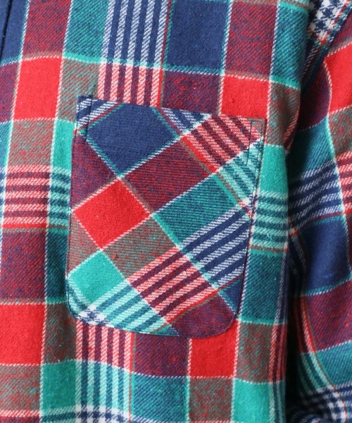 ARCADE（アーケード）の「アウター感覚の裏ボア チェックネルシャツ 長袖 / 総裏フリース（シャツ/ブラウス・メンズ・ベージュ/レッド/ブルー・M/L/LL）」の14枚目の写真