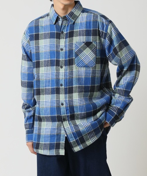 ARCADE（アーケード）の「アウター感覚の裏ボア チェックネルシャツ 長袖 / 総裏フリース（シャツ/ブラウス・メンズ・ベージュ/レッド/ブルー・M/L/LL）」の5枚目の写真