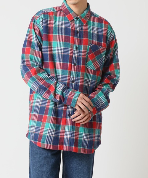 ARCADE（アーケード）の「アウター感覚の裏ボア チェックネルシャツ 長袖 / 総裏フリース（シャツ/ブラウス・メンズ・ベージュ/レッド/ブルー・M/L/LL）」の8枚目の写真