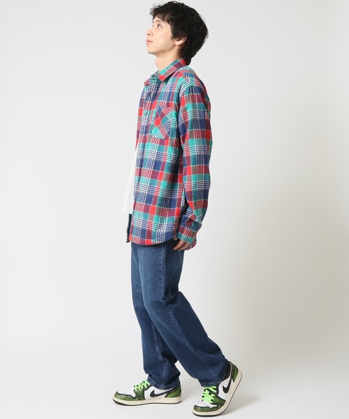 ARCADE（アーケード）の「アウター感覚の裏ボア チェックネルシャツ 長袖 / 総裏フリース（シャツ/ブラウス・メンズ・ベージュ/レッド/ブルー・M/L/LL）」の10枚目の写真