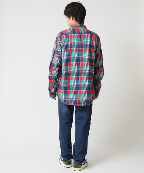 ARCADE（アーケード）の「アウター感覚の裏ボア チェックネルシャツ 長袖 / 総裏フリース（シャツ/ブラウス・メンズ・ベージュ/レッド/ブルー・M/L/LL）」の11枚目の写真