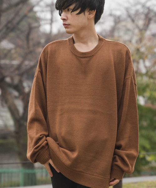 DOUBLE STEAL（ダブルスティール）の「モヘアライクオーバーサイズニット（ニット/セーター・メンズ・ブラウン/グレイッシュベージュ・FREE）」の2枚目の写真