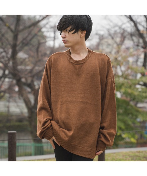 DOUBLE STEAL（ダブルスティール）の「モヘアライクオーバーサイズニット（ニット/セーター・メンズ・ブラウン/グレイッシュベージュ・FREE）」の3枚目の写真