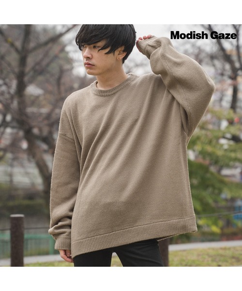 DOUBLE STEAL（ダブルスティール）の「モヘアライクオーバーサイズニット（ニット/セーター・メンズ・ブラウン/グレイッシュベージュ・FREE）」の5枚目の写真