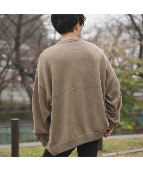 DOUBLE STEAL（ダブルスティール）の「モヘアライクオーバーサイズニット（ニット/セーター・メンズ・ブラウン/グレイッシュベージュ・FREE）」の7枚目の写真