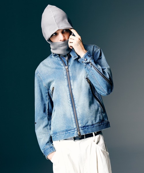 glamb（グラム）の「Knit Hoodie Snood / ニットフーディースヌード（ネックウォーマー/スヌード・メンズ・ブラック/グレー・FREE）」の2枚目の写真