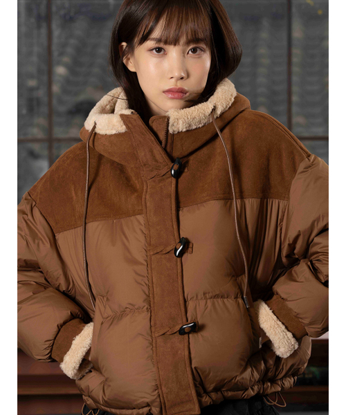 セール】フードムースタンハイブリッドトグルジャンパー[ブラウン