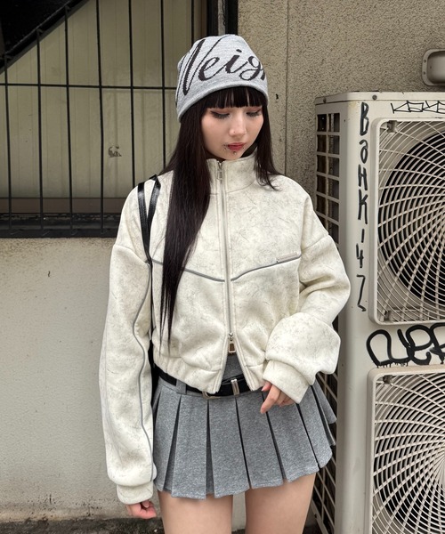 Figments（フィグメンツ）の「パイピングトラックジャケット（ブルゾン・レディース・チャコールグレー/ホワイト・FREE）」の5枚目の写真