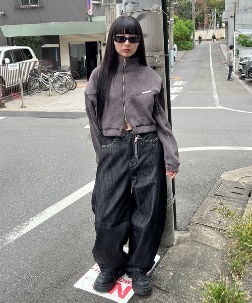 Figments（フィグメンツ）の「パイピングトラックジャケット（ブルゾン・レディース・チャコールグレー/ホワイト・FREE）」の18枚目の写真