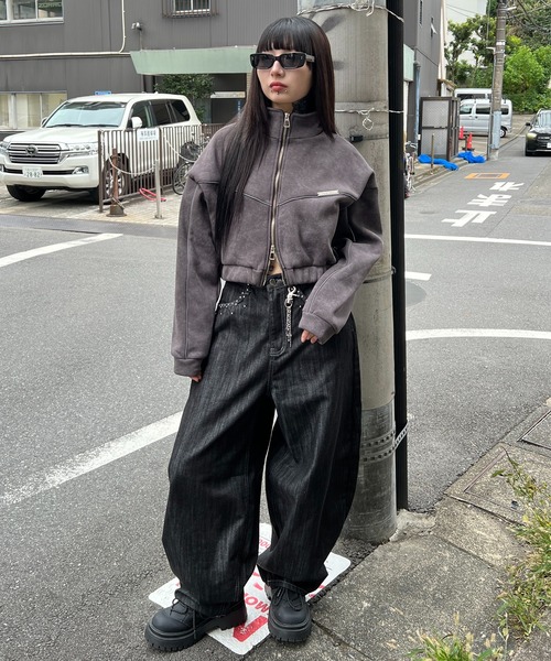 Figments（フィグメンツ）の「パイピングトラックジャケット（ブルゾン・レディース・チャコールグレー/ホワイト・FREE）」の17枚目の写真