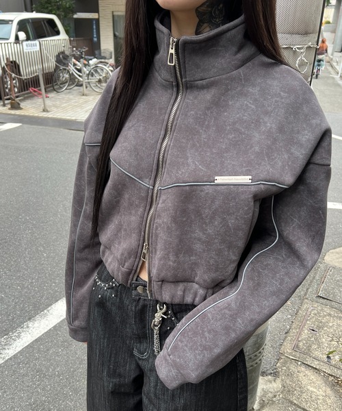 Figments（フィグメンツ）の「パイピングトラックジャケット（ブルゾン・レディース・チャコールグレー/ホワイト・FREE）」の15枚目の写真