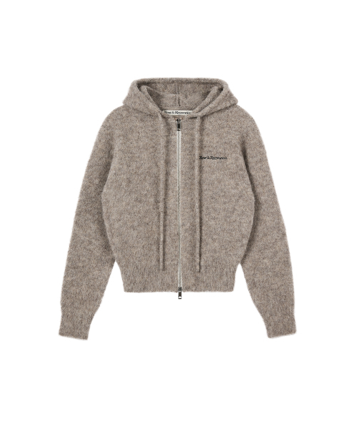 Rest&Recreation(レストアンドレクリエーション)の「HAIRY KNIT HOOD ZIP-UP - BROWN(ニット/セーター・レディース・その他・ONE)」の1枚目の写真