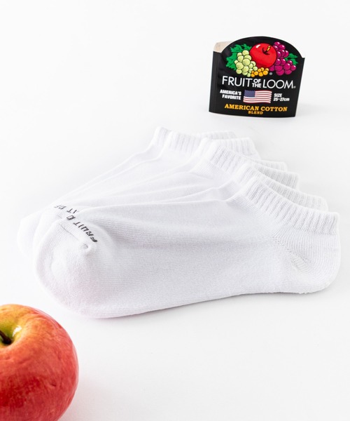 FRUIT OF THE LOOM(フルーツオブザルーム)の「FRUIT OF THE LOOM フルーツオブザルーム ベーシックアンクルソックス/3足セットワンポイントロゴ靴下(ソックス/靴下・メンズ・ブラック/マルチ/ホワイト・M/L)」の2枚目の写真