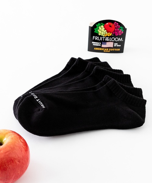 FRUIT OF THE LOOM(フルーツオブザルーム)の「FRUIT OF THE LOOM フルーツオブザルーム ベーシックアンクルソックス/3足セットワンポイントロゴ靴下(ソックス/靴下・メンズ・ブラック/マルチ/ホワイト・M/L)」の3枚目の写真