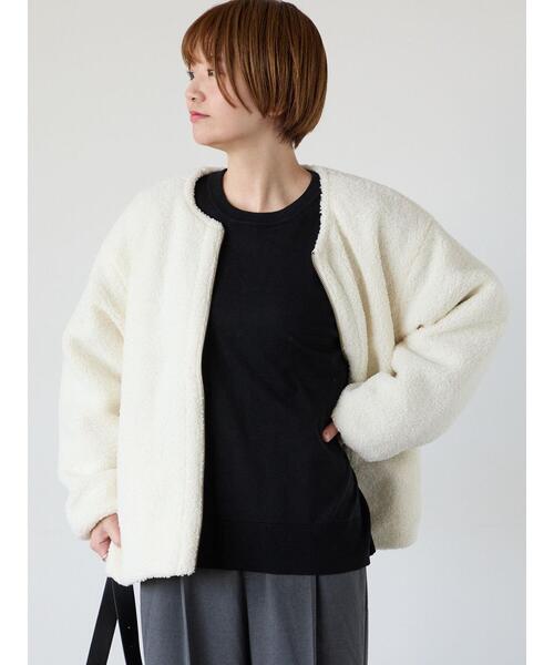 Lugnoncure（ルノンキュール）の「リバーシブルボアブルゾン（ブルゾン・レディース・ベージュ/モカ/チャコールグレー/オフホワイト・M/L）」の2枚目の写真
