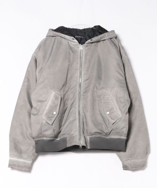 ８(eight)（エイト）の「ヴィンテージ加工フードボンバージャケット（ブルゾン・メンズ・グレー/ブラック/カーキ・MEDIUM/LARGE）」の6枚目の写真
