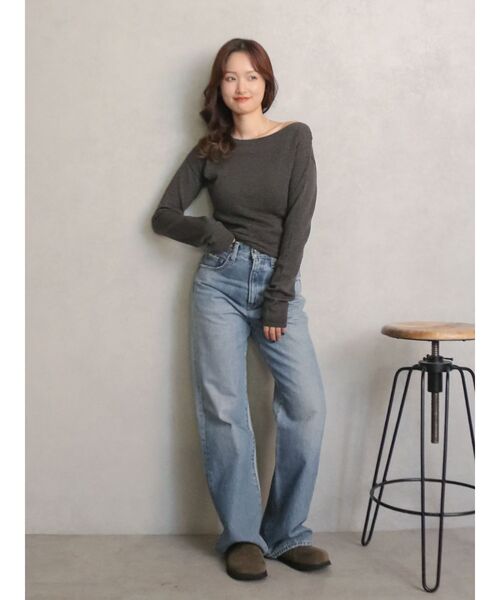 Ungrid（アングリッド）の「ギャザーデザインフィットニット（ニット/セーター・レディース・チャコールグレー/ライトグレー/レッド・FREE）」の16枚目の写真