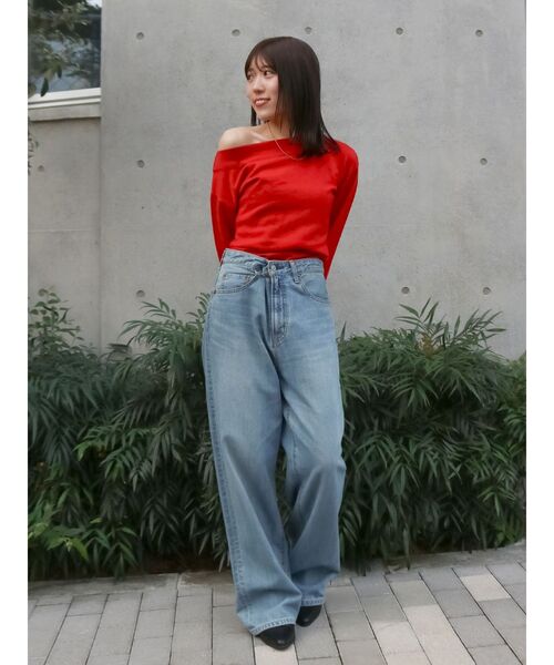 Ungrid（アングリッド）の「ギャザーデザインフィットニット（ニット/セーター・レディース・チャコールグレー/ライトグレー/レッド・FREE）」の4枚目の写真