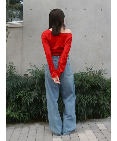 Ungrid（アングリッド）の「ギャザーデザインフィットニット（ニット/セーター・レディース・チャコールグレー/ライトグレー/レッド・FREE）」の5枚目の写真