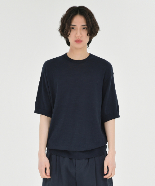 BROWNYARD（ブラウンヤード）の「スーピマコットンハーフニット、ダークネイビー（ニット/セーター・メンズ・その他・4/5/3）」の3枚目の写真