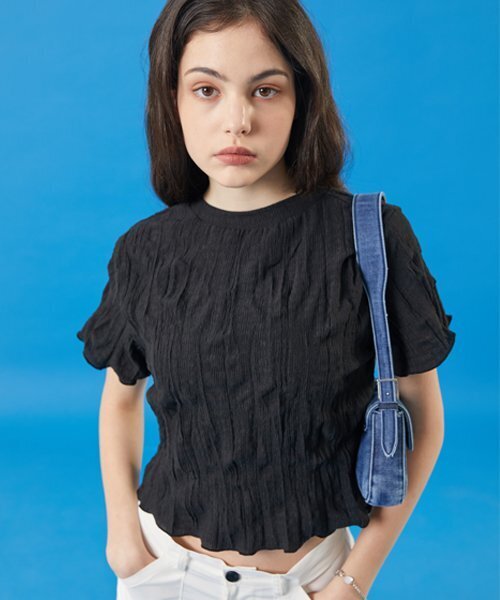 KOLEAT（コレット）の「夏クーリングマモンクロップ無地半袖Tシャツ[ブラック]（Tシャツ/カットソー・レディース・その他・FREE）」の2枚目の写真
