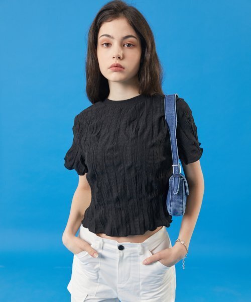 KOLEAT（コレット）の「夏クーリングマモンクロップ無地半袖Tシャツ[ブラック]（Tシャツ/カットソー・レディース・その他・FREE）」の3枚目の写真