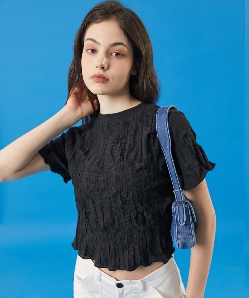 KOLEAT（コレット）の「夏クーリングマモンクロップ無地半袖Tシャツ[ブラック]（Tシャツ/カットソー・レディース・その他・FREE）」の4枚目の写真