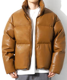 QT8 GARMENTS（キューティーエイトガーメント）の「TL Vegan Leather Duck Down Short Padding (Brown)（ダウンジャケット/コート）」