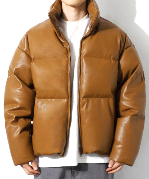 QT8 GARMENTS(キューティーエイトガーメント)の「TL合成皮革ダックダウンショートパディング(ブラウン)(ダウンジャケット/コート・レディース・その他・MEDIUM)」の1枚目の写真
