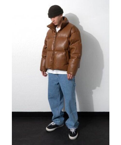 QT8 GARMENTS(キューティーエイトガーメント)の「TL合成皮革ダックダウンショートパディング(ブラウン)(ダウンジャケット/コート・レディース・その他・MEDIUM)」の3枚目の写真