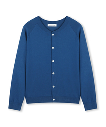 CREW NECK RELAXED SHORT CARDIGAN BLUE