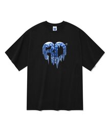 20番手ハートボール半袖Tシャツブラック
