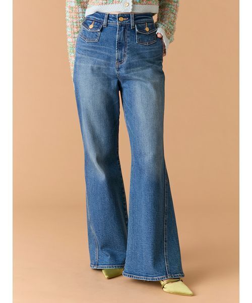 LILY BROWN(リリーブラウン)の「【WEB限定00サイズ】ストレッチフレアデニムパンツ(デニムパンツ・レディース・ブルー/イエロー/その他・0/1)」の1枚目の写真