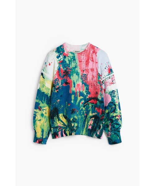 Desigual(デシグアル)の「カラフルフローラル クルーネック スウェットサイバーシャツ(ニット/セーター・レディース・グリーン・S/M/L)」の2枚目の写真