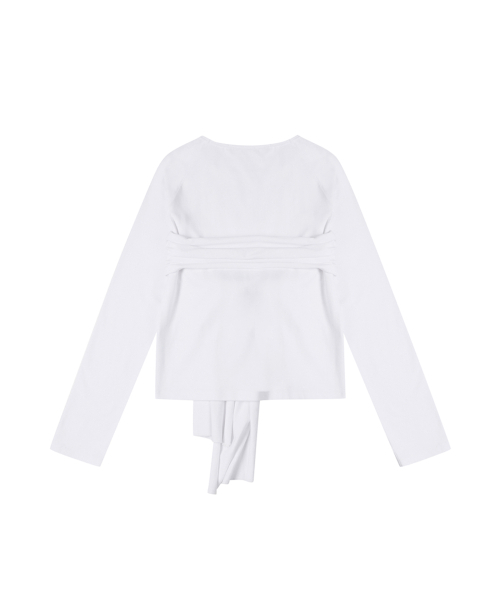 THREE TO EIGHTY(スリートゥエイティー)の「RIBBON DRAPE LONG SLEEVE TEE WHITE(Tシャツ/カットソー・レディース・その他・FREE)」の2枚目の写真