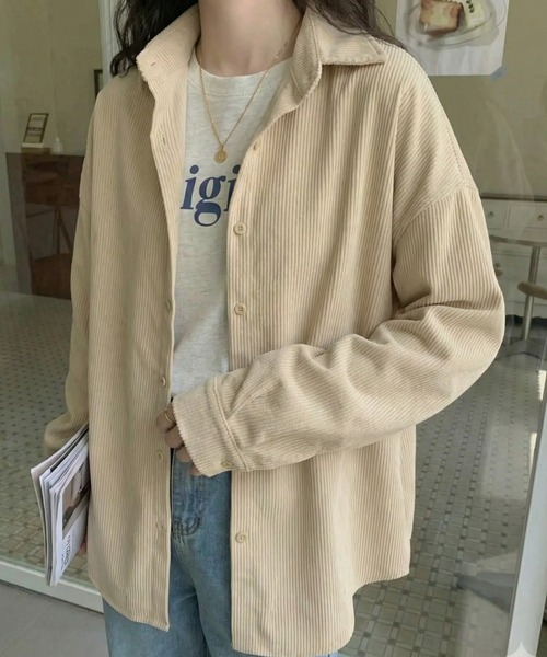 cammie(キャミー)の「コーデュロイシャツ(シャツ/ブラウス・レディース・アイボリー・M/L)」の1枚目の写真
