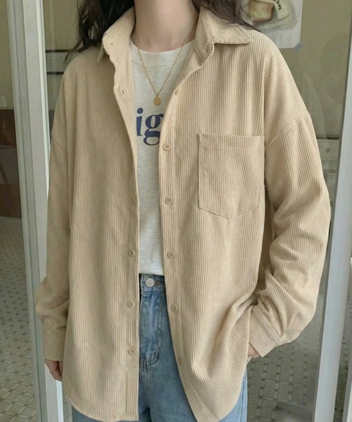 cammie(キャミー)の「コーデュロイシャツ(シャツ/ブラウス・レディース・アイボリー・M/L)」の2枚目の写真