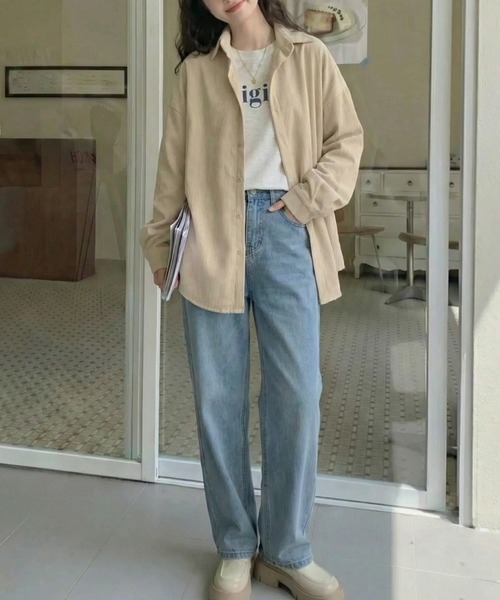 cammie(キャミー)の「コーデュロイシャツ(シャツ/ブラウス・レディース・アイボリー・M/L)」の5枚目の写真