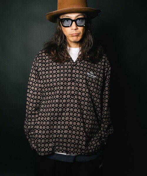 NineMicrophones(ナインマイクロフォンズ)の「OPEN COLLAR WIDE SHIRT(シャツ/ブラウス・メンズ・グリーン/ブラック・LARGE)」の8枚目の写真
