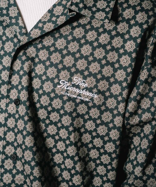 NineMicrophones(ナインマイクロフォンズ)の「OPEN COLLAR WIDE SHIRT(シャツ/ブラウス・メンズ・グリーン/ブラック・LARGE)」の3枚目の写真
