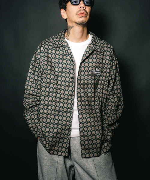 NineMicrophones（ナインマイクロフォンズ）の「OPEN COLLAR WIDE SHIRT（シャツ/ブラウス・メンズ・グリーン/ブラック・LARGE）」の2枚目の写真